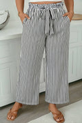 Stripe Plus Size Loose Straight Casual Pants S-4X