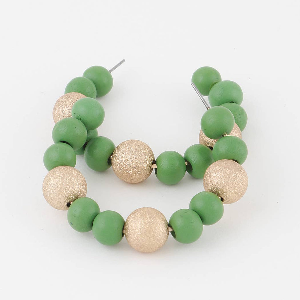 Two-Toned Bead Hoop Earrings