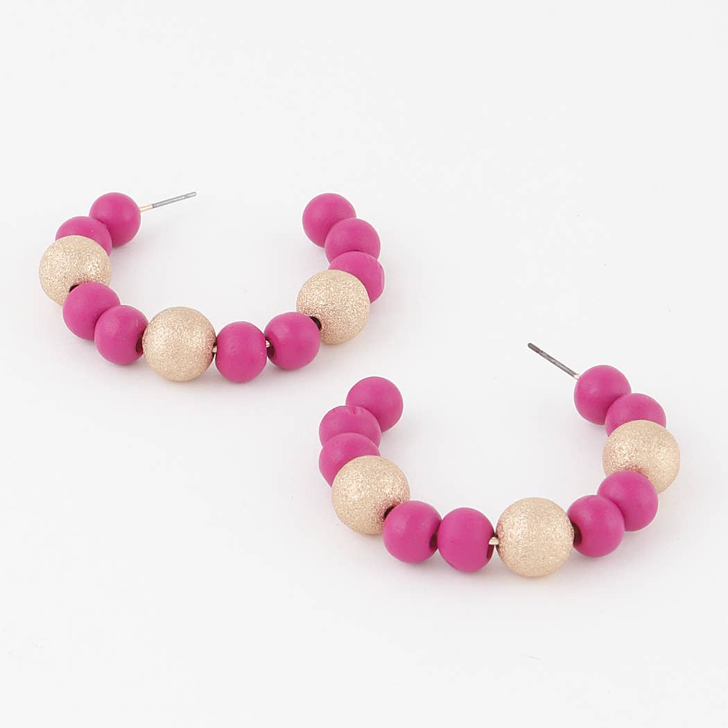 Two-Toned Bead Hoop Earrings