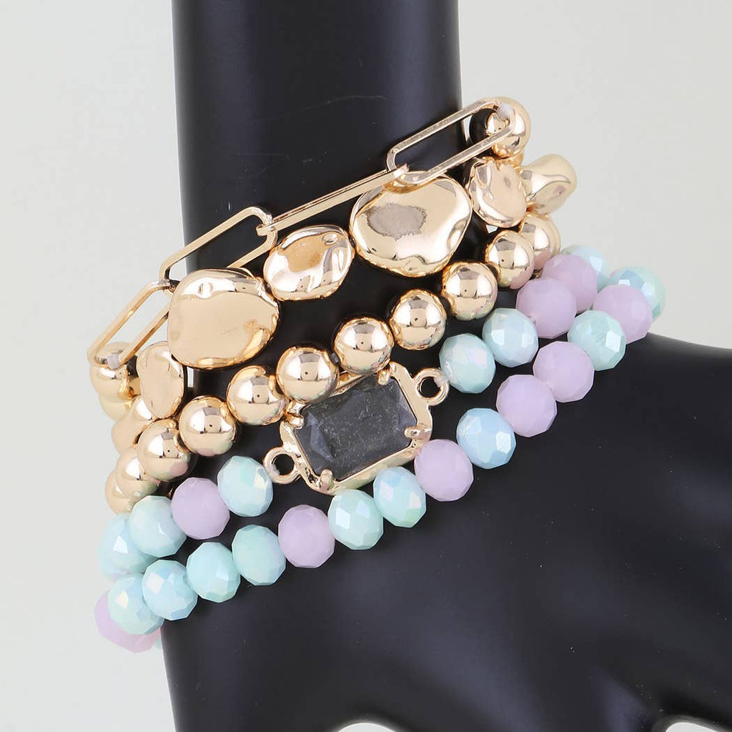Multi Pastel Crystal Beaded Bracelet