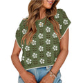 Vintage Floral Crew Neck Knit Crop Top Short Sleeve