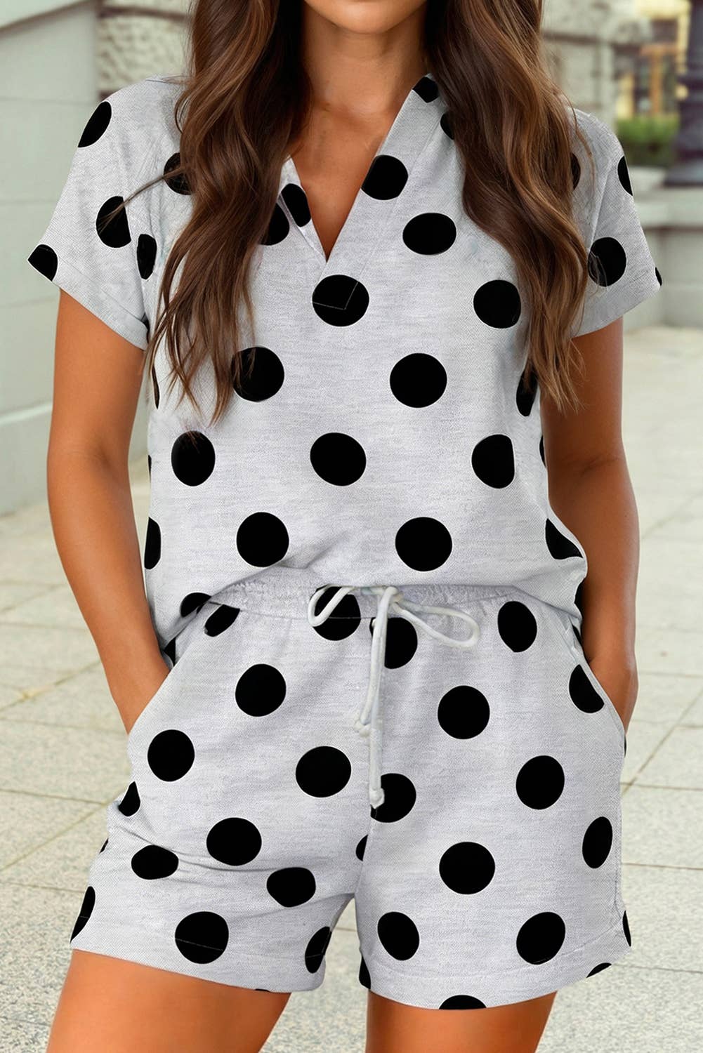 Polka Dot Short Sleeve Top and Shorts Set