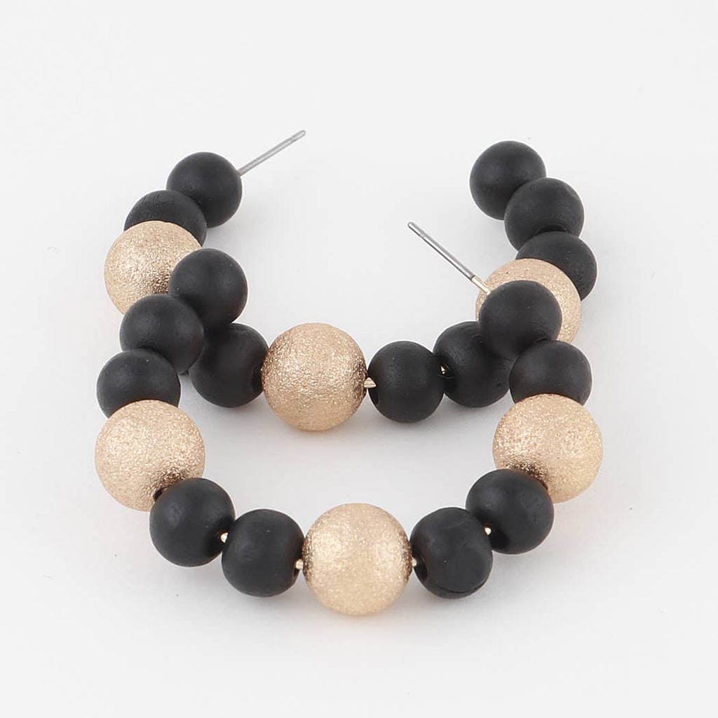 Two-Toned Bead Hoop Earrings