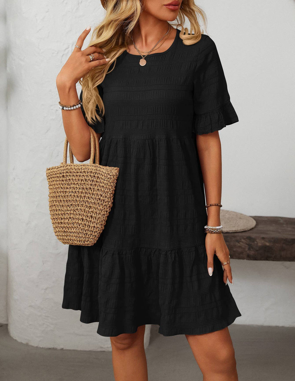 Summer Floaty Relaxed Short-Sleeved Dress