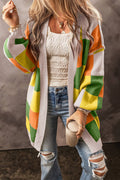 F/W Checkered Drop Shoulder Open Front Cardigan (S-XL)