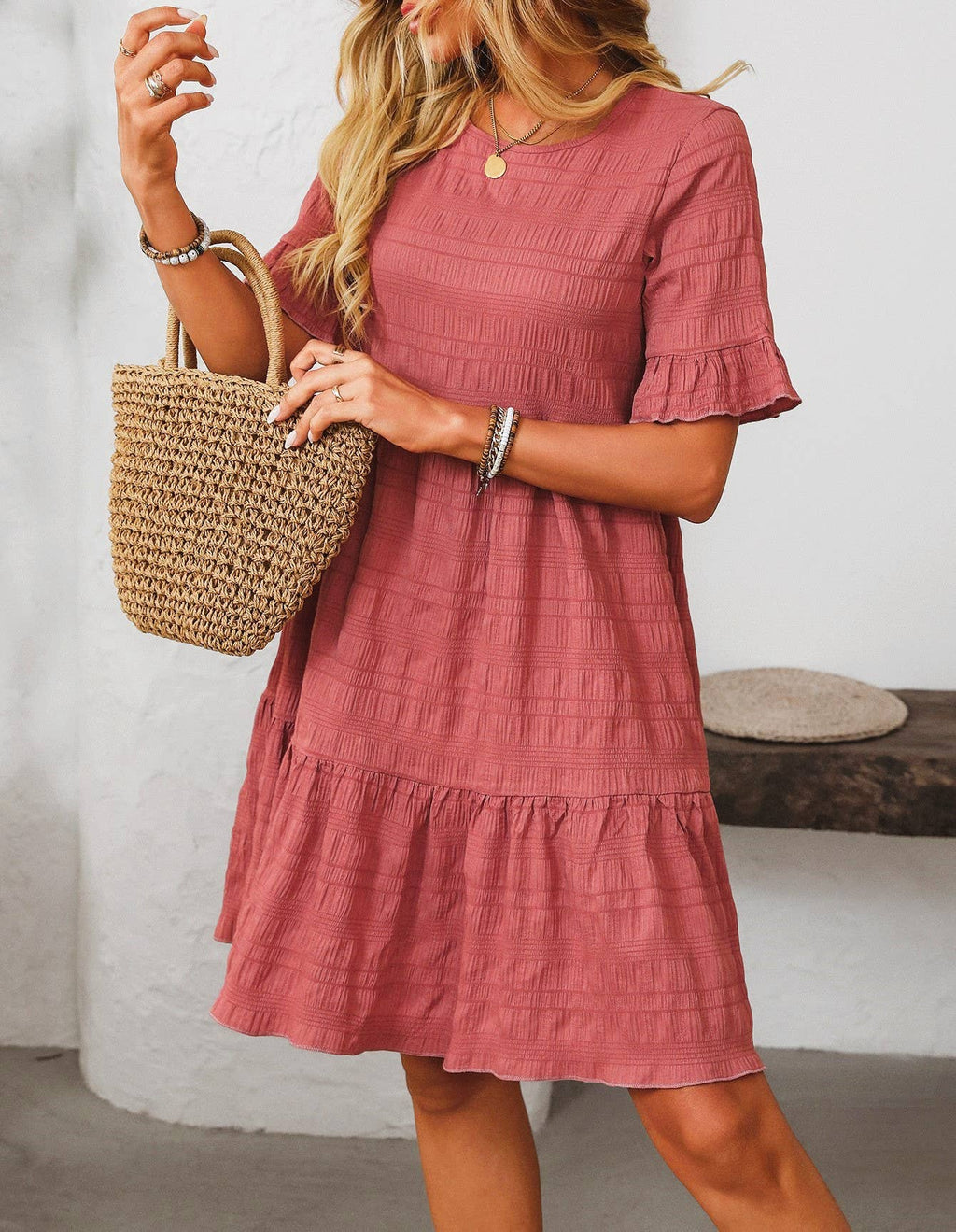 Summer Floaty Relaxed Short-Sleeved Dress