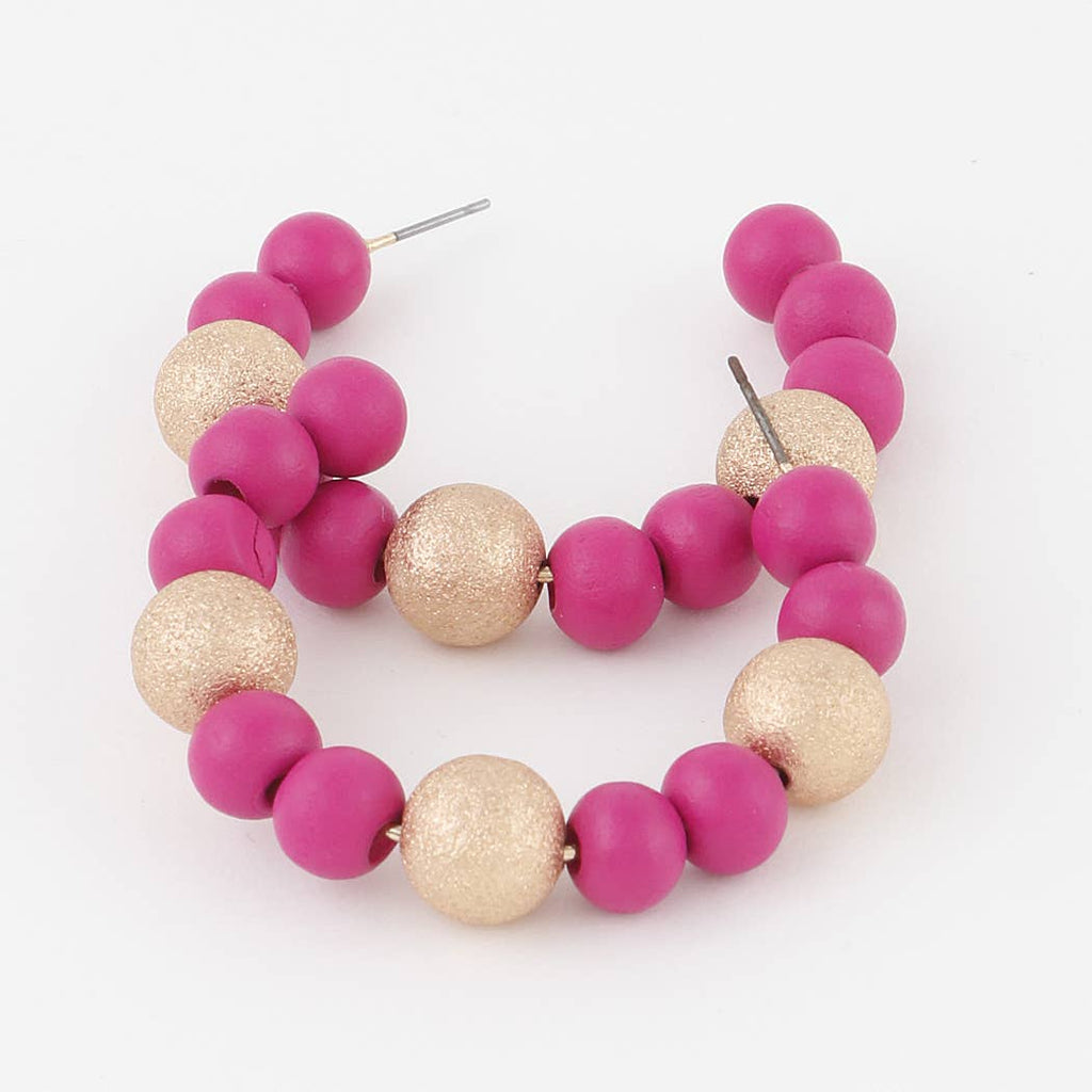 Two-Toned Bead Hoop Earrings