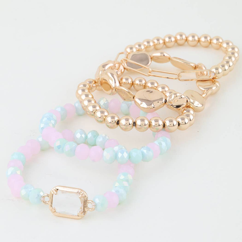 Multi Pastel Crystal Beaded Bracelet