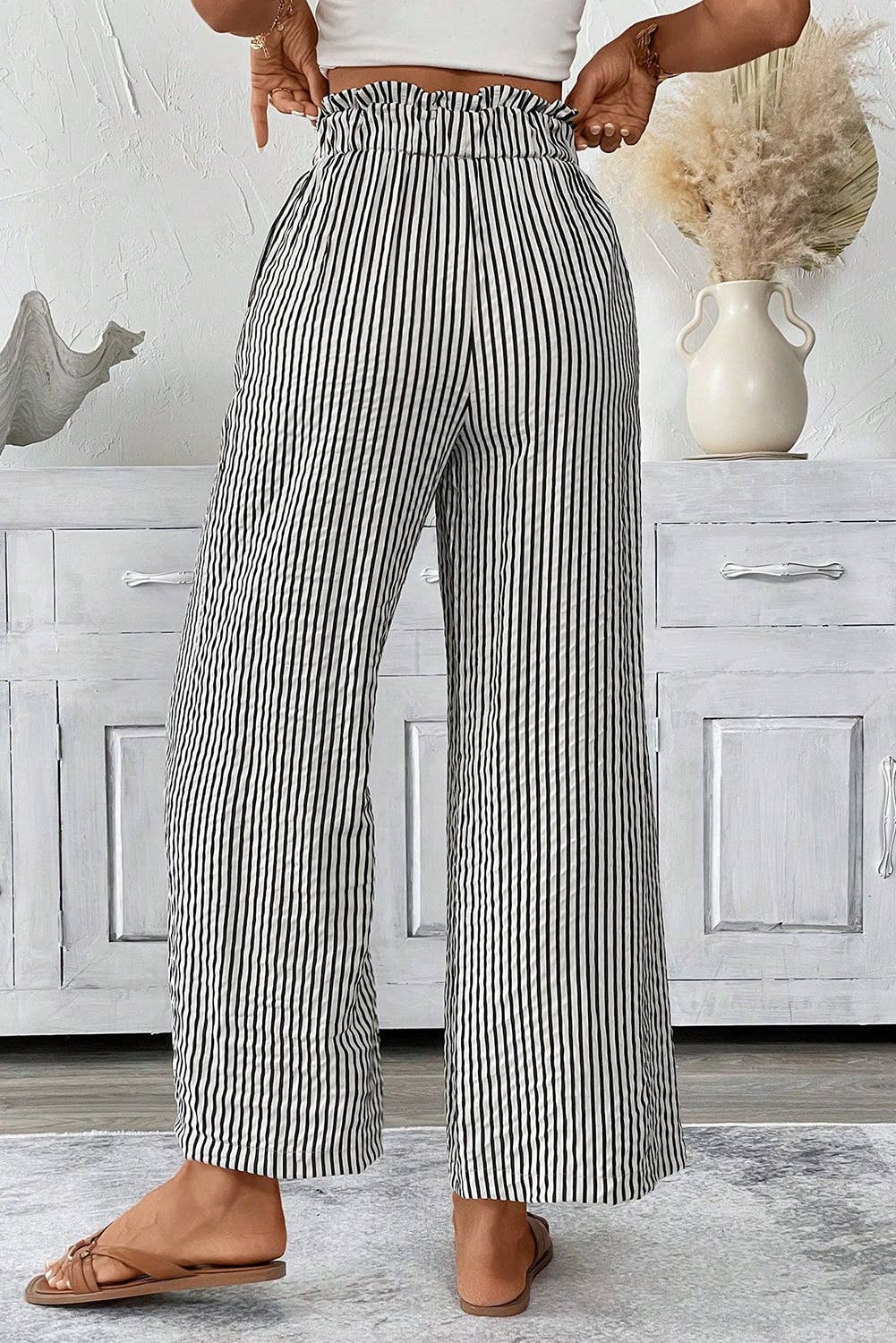 Stripe Plus Size Loose Straight Casual Pants S-4X